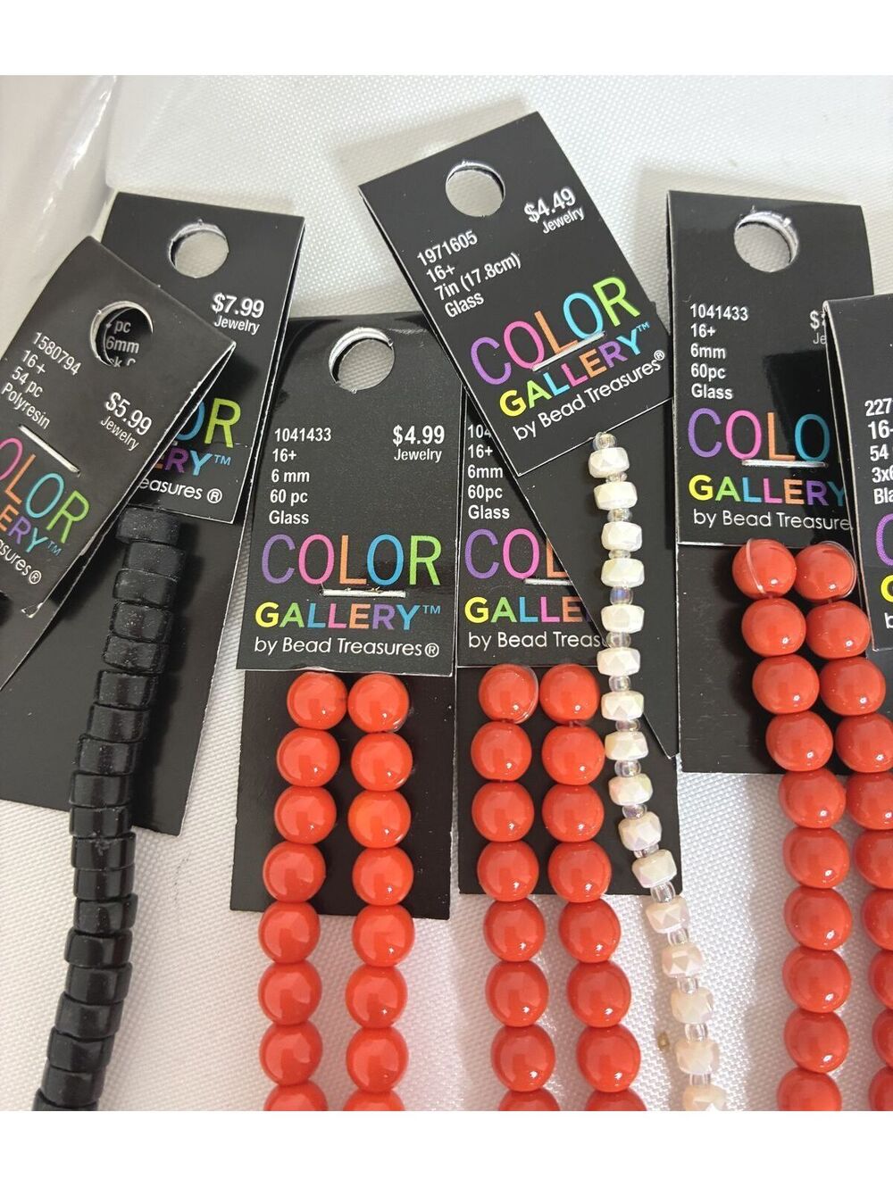 Mixed Bead Strands - Glass, Black Onyx, Orange & Polyresin Beads Jewelry Making